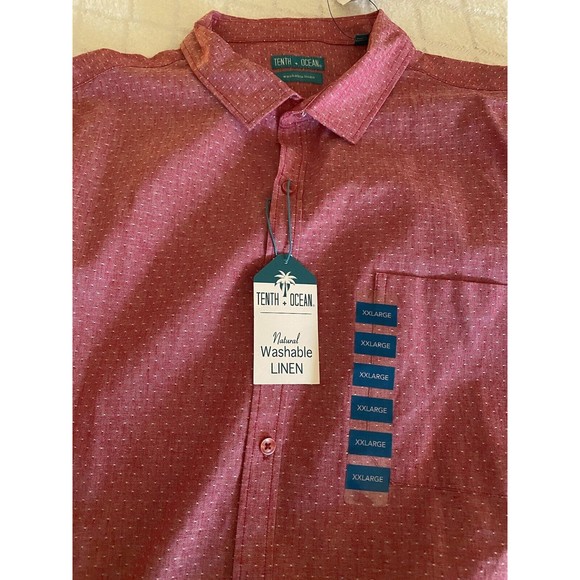 Tenth + Ocean Men’s Washable Linen Red Button Up New With Tags Size XXL - Picture 7 of 15